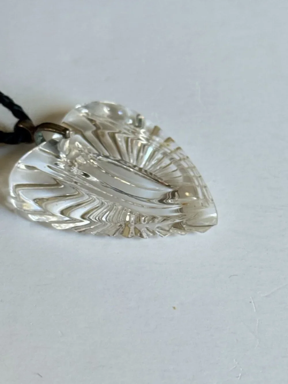 Vintage Waterford Crystal Heart Pendant Necklace with Black Cord RopeREAD